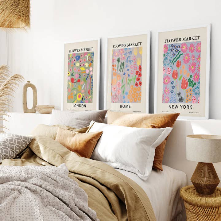 Art Lane - Wholesale Art Print - Boho Flower Market Poster. New York, London, Rome Print