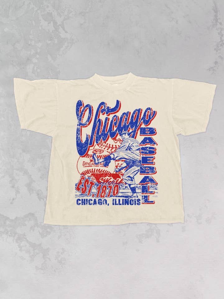 Vintage 90s Chicago Baseball Oversized TShirt for wholesale by The Clandestine Underground