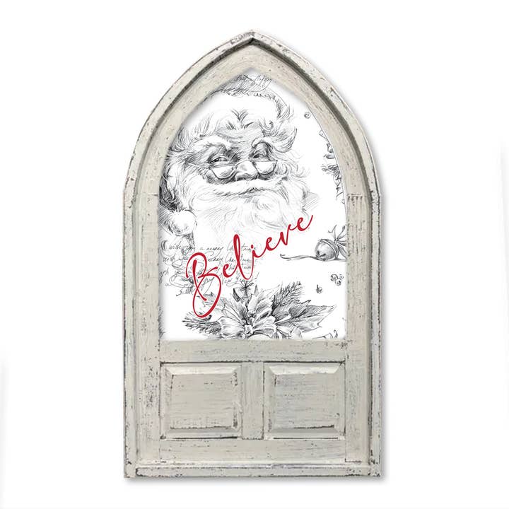 Jarmz Designs – Großhandel Weihnachtliche Wandkunst – Kleiner gewölbter Weihnachtsmann Sketch Believe