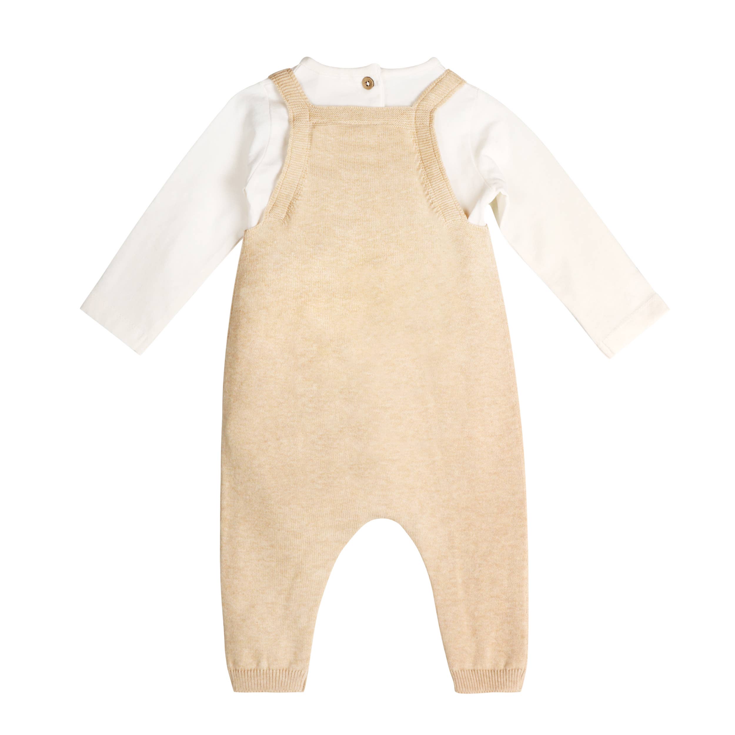 Oat Heather Excavator Truck Embroidered Baby Overall Set -Organic Cotton for wholesale on Faire1