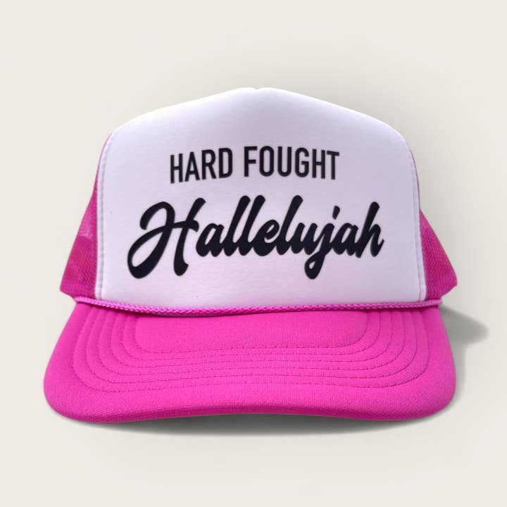 Moeizaam Bevochten Hallelujah Schuim Trucker Pet | Felroze/Wit voor wholesale door Happi Style