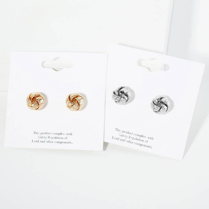 Sensibling Corp. - Wholesale Stud/Post Earrings - Textured Metal Love Knot Stud Earrings
5