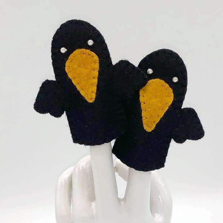 Crow Felt Finger Puppet for wholesale by Lumpy Buttons