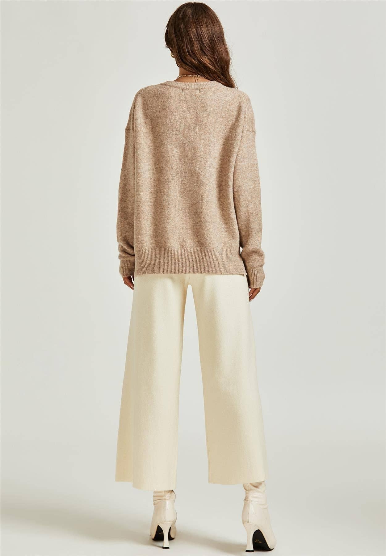 High Low Side Split Jumper Top In Beige for wholesale on Faire5