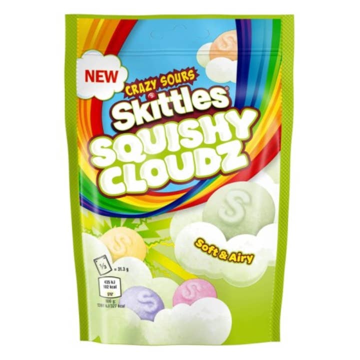 I Got Your Candy - Wholesale Gummy - Skittles Squishy Cloudz Crazy Sours Peg Bag 100g - 12ct