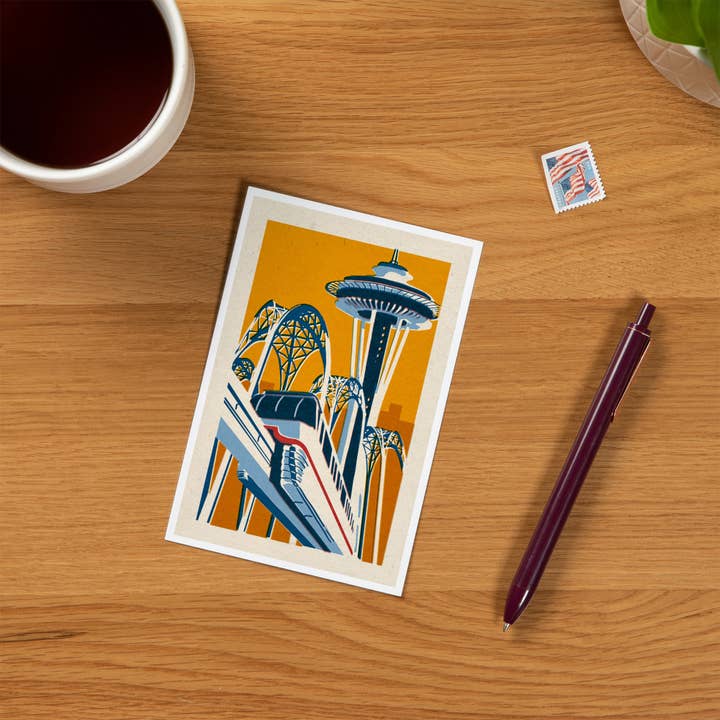 Lantern Press - Wholesale Postcard - PREMIUM POSTCARDS Seattle, Washington Woodblock