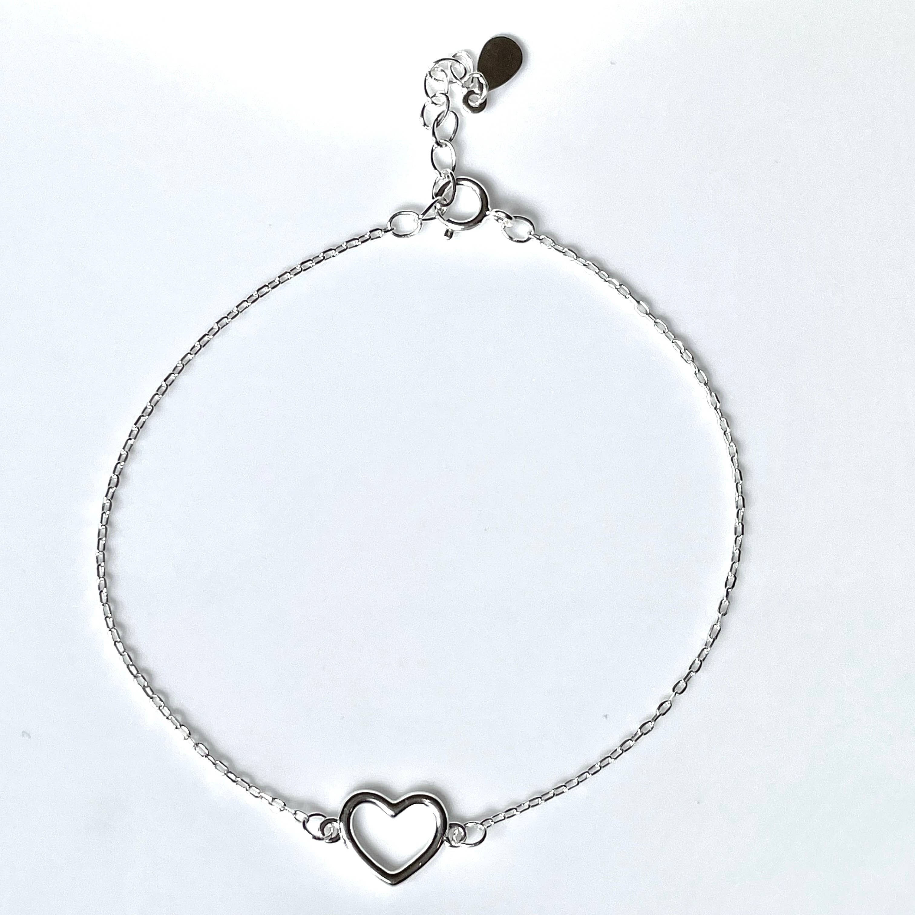 Blueyejewelry - Wholesale Charm/Dangle Bracelet - 925 Silver Heart Bracelet - Dainty Heart Charm Bracelet 6