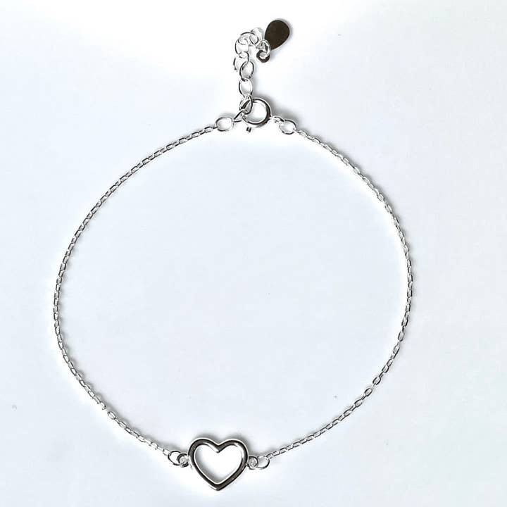 Blueyejewelry - Wholesale Charm/Dangle Bracelet - 925 Silver Heart Bracelet - Dainty Heart Charm Bracelet 6