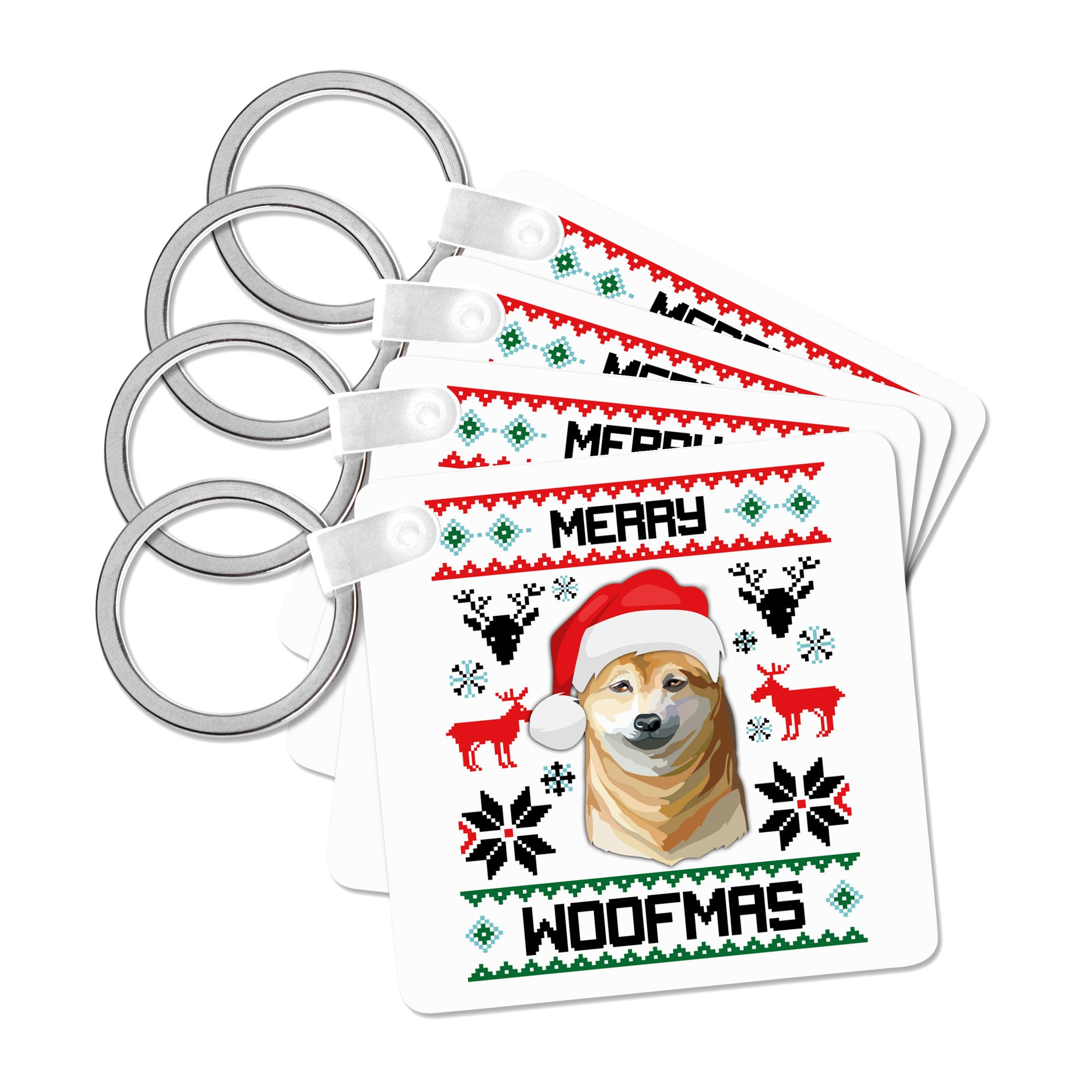 3dRose - Wholesale Keychain - Unisex - 3dRose, Merry Woofmas Shiba Inu Dog Christmas Gift , Key Chain0