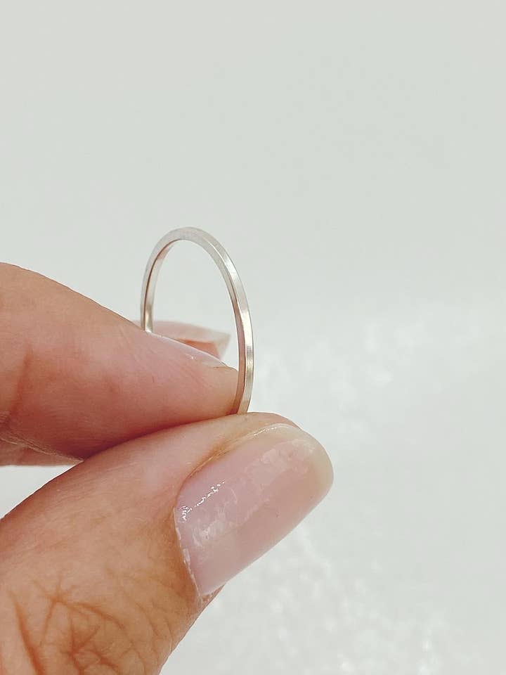 Thin square stackable ring; sterling silver ring for wholesale by AVA Handmade Jewelry