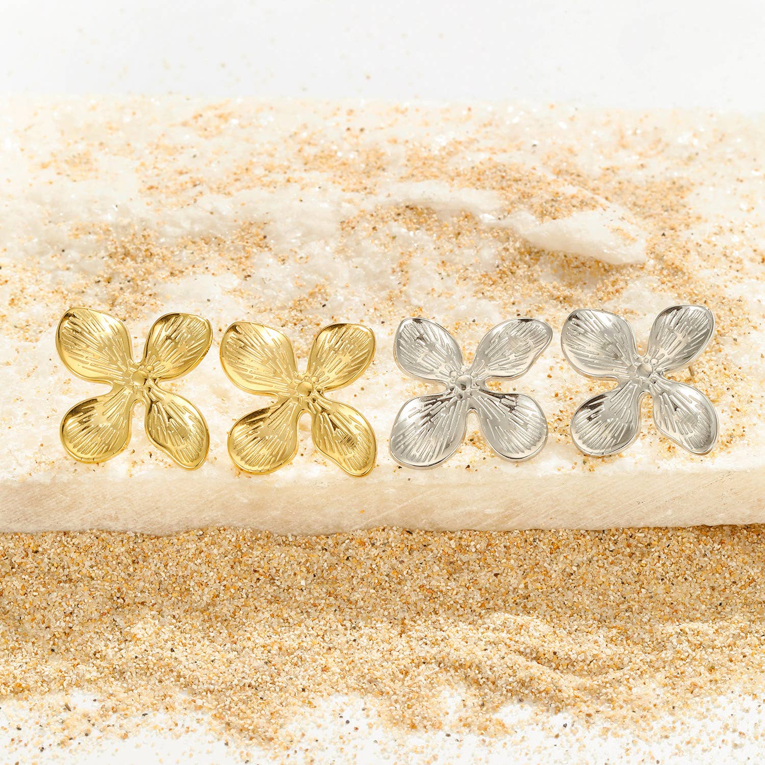 Kapyco - Wholesale Stud/Post Earrings - Stainless steel flower earrings - BO1002522