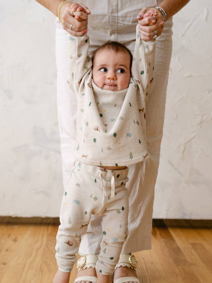 Organic Cotton Waffle Leggings in Camping for wholesale by Dear Hayden