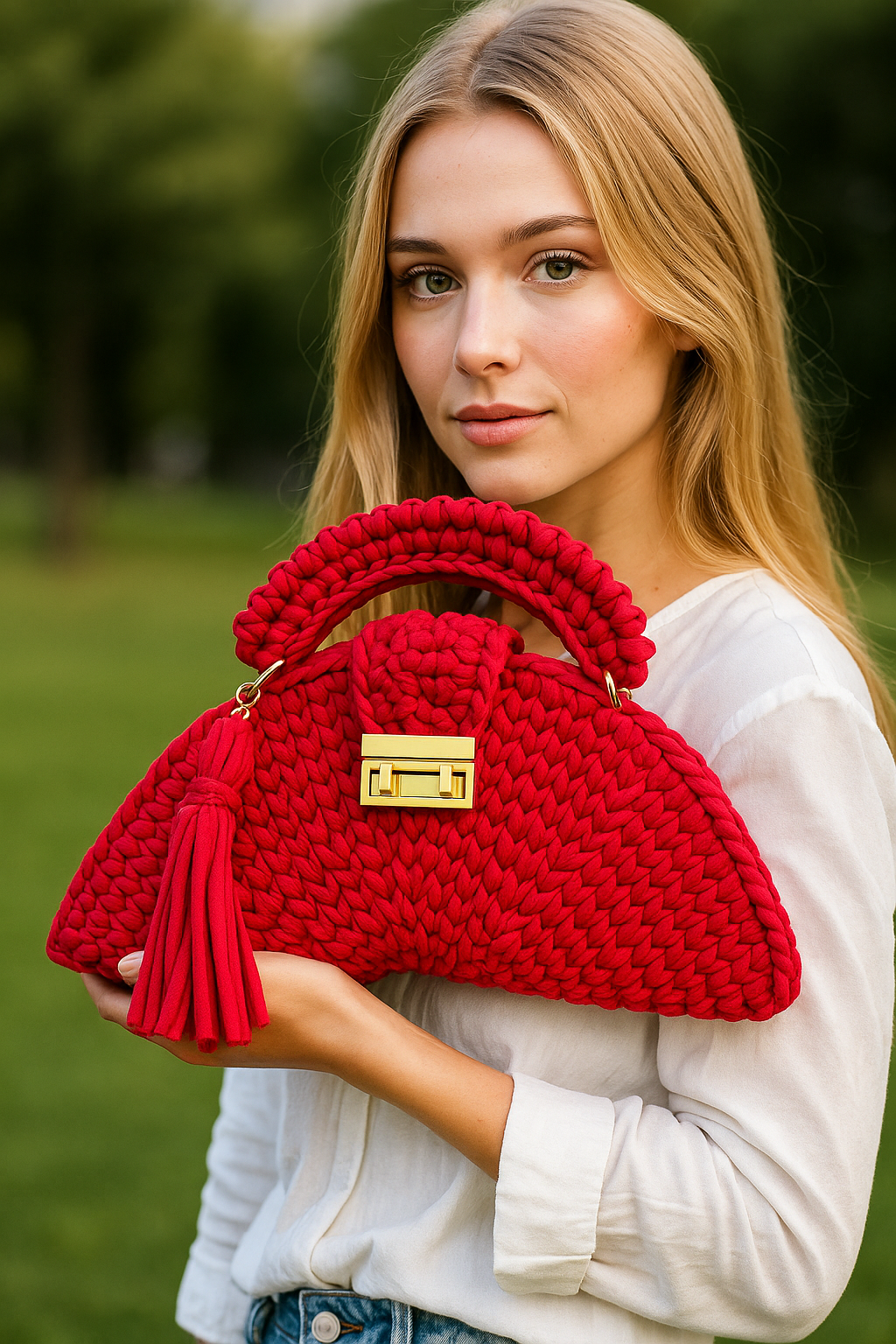 CHQEL - Wholesale Top Handle Bag - Women's - CHQEL Round Clutch Bag for Women, Handmade Crochet Purse  1