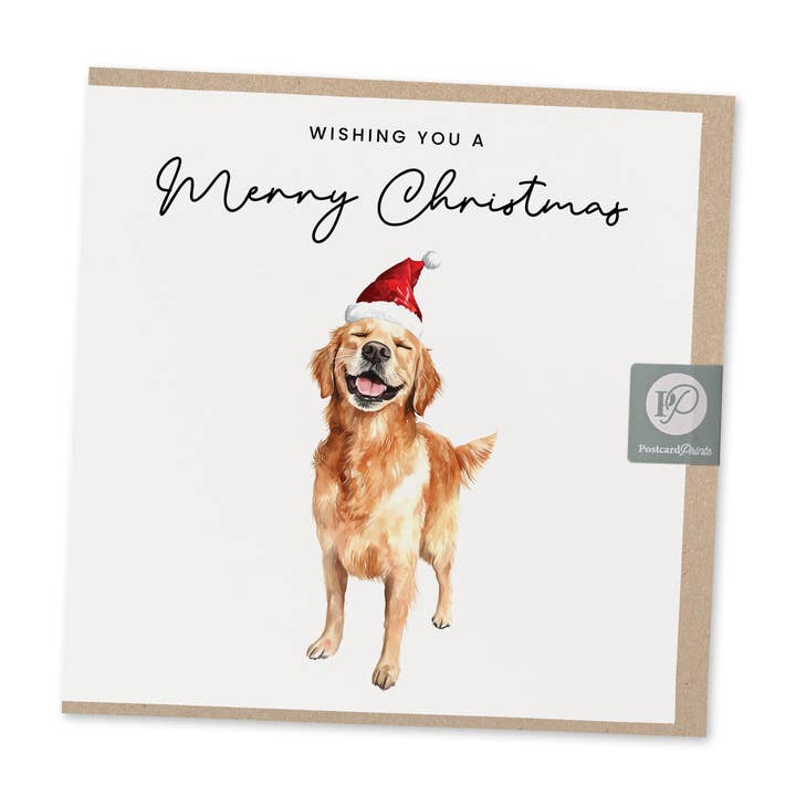 Eco-Friendly Golden Retriever Christmas Card for wholesale by Postcard Prints