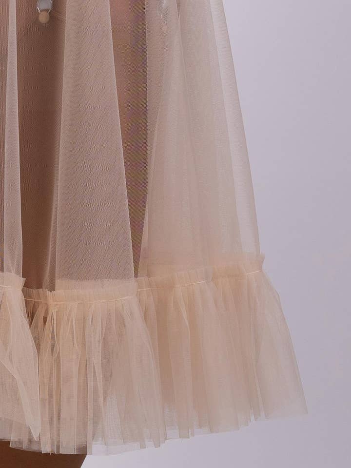 What Katie Did – Großhandel Slip – Damen – Pfirsichfarbener Vintage-Petticoat mit Rüschen L8021PE