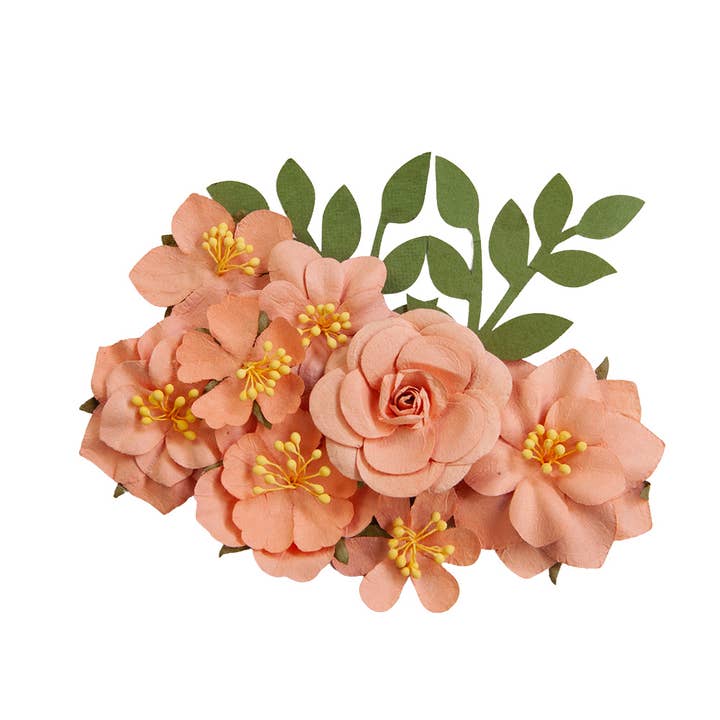 Painted Floral Flowers Orange Blossom 10 Pcs, 1.5 " 2.5" for wholesale by Prima Marketing Inc