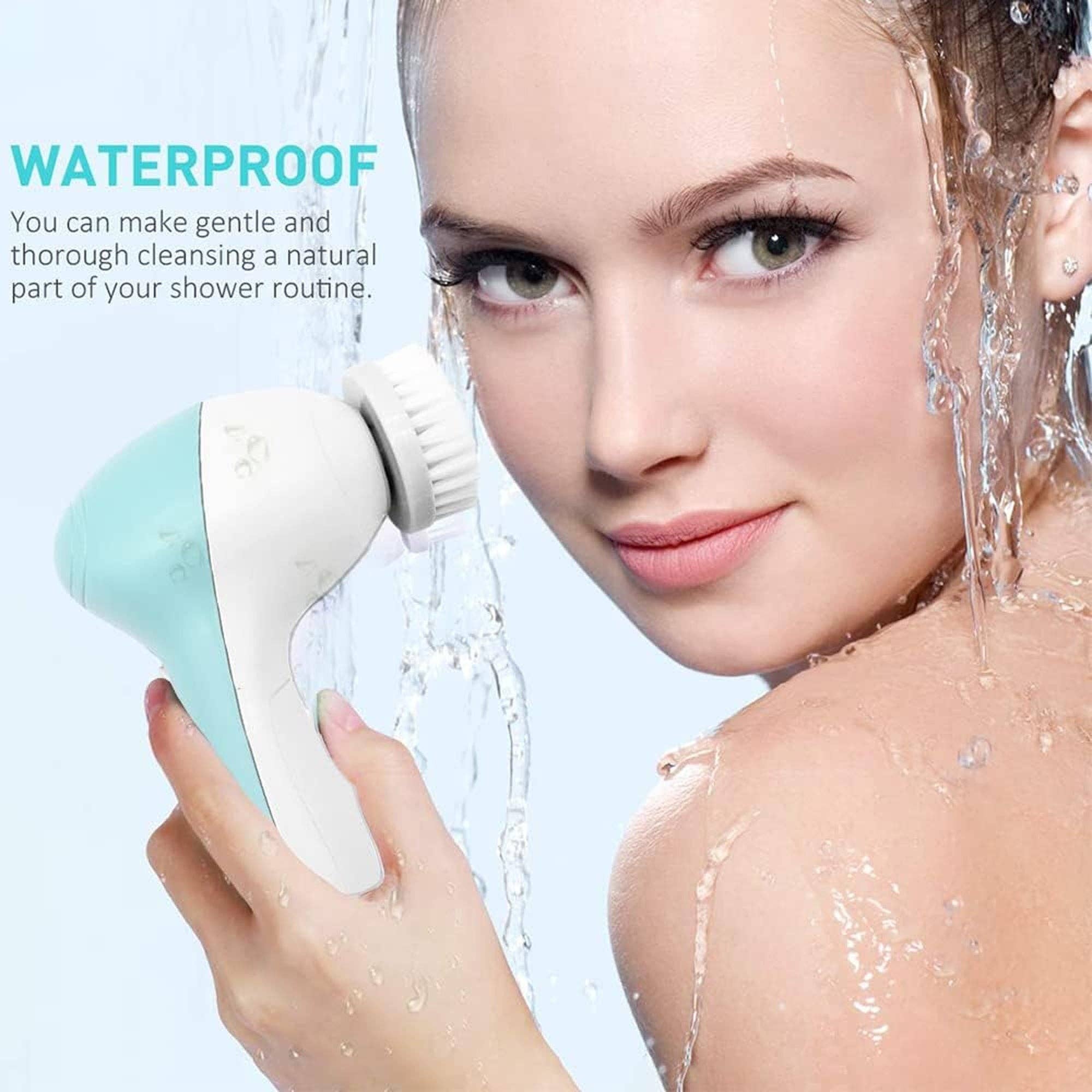 Vigor Path – Dispositivo eletrónico para cuidados com a pele por atacado – Escova Facial de Limpeza com 5 Aparelhos para Esfoliar, Limpar e Massagear a Pele (Azul)3