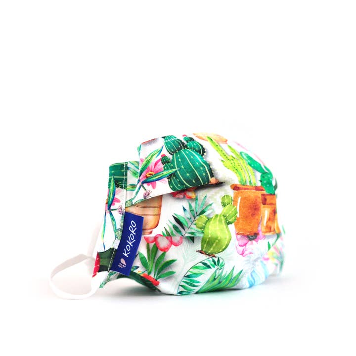 Cactus Reusable Mask | Cotton, Floral | Adjustable, Child for wholesale by Kokoro