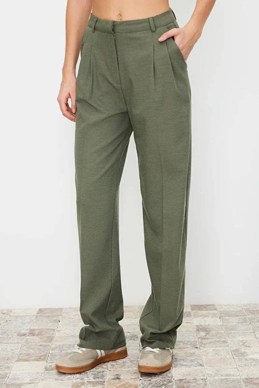 Hoxton Gal - Wholesale Broek - Dames - Recht gesneden geplooide geweven broek4