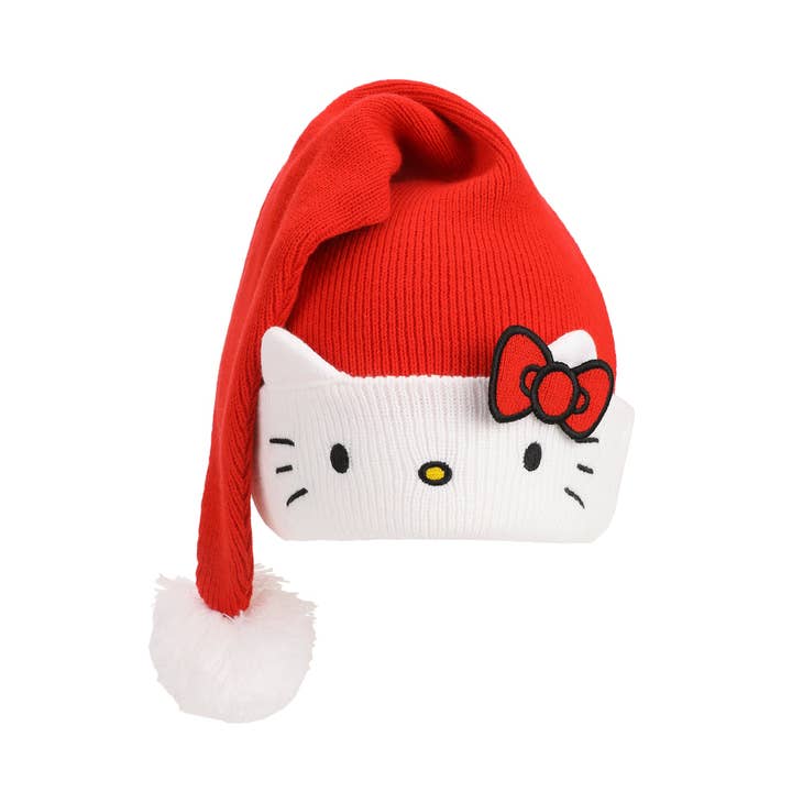 Bioworld Merchandising - Wholesale Beanie - Women's - Hello Kitty Big Face Embroidery Cuff Acrylic Santa Hat5