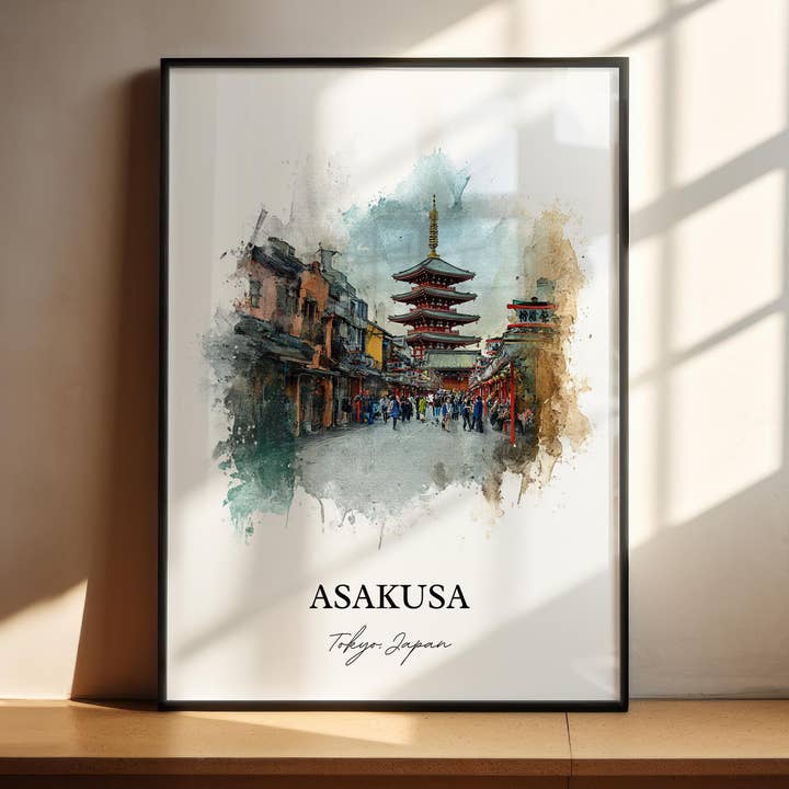 Asakusa Japan Wall Art, Asakusa Print, Asakusa Tokyo Watercolor Art, Tokyo Japan Gift, Tokyo Travel Print, Asakusa Poster, Housewarming Gift for wholesale by Premium Travel Art