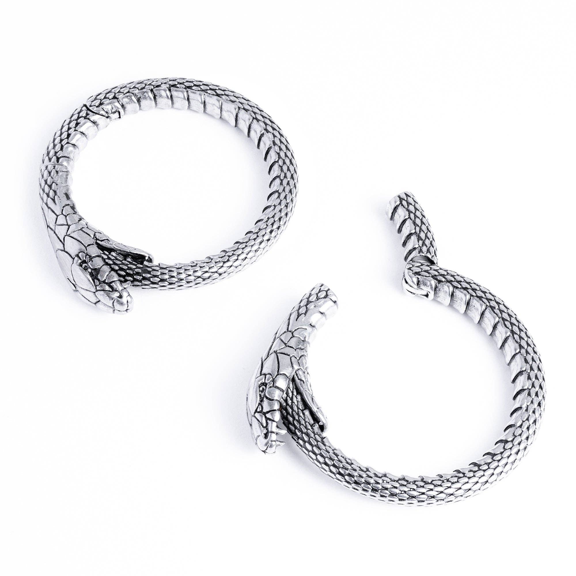 Custom Plugs – wholesale Jewellery – Men's – Silver Snake Ear Weights (Pair)2