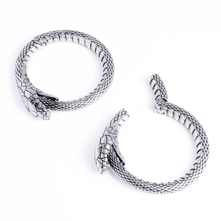 Custom Plugs - Vente Bijou – homme - Oreillettes Silver Snake (paire)2