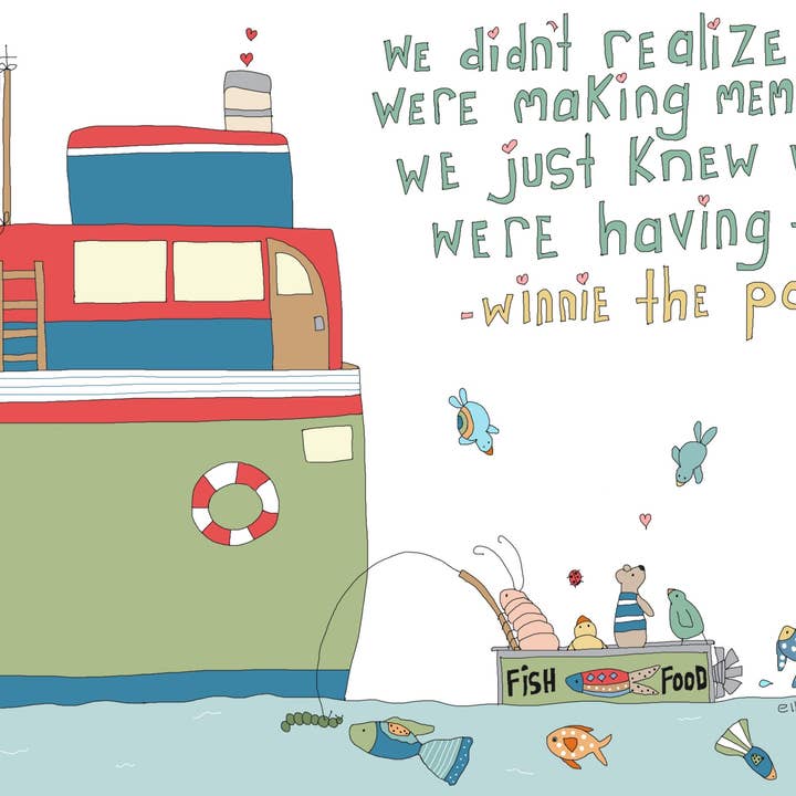 Greeting card "Making memories...winnie the pooh quote" for wholesale by Elle Bee Art Studio