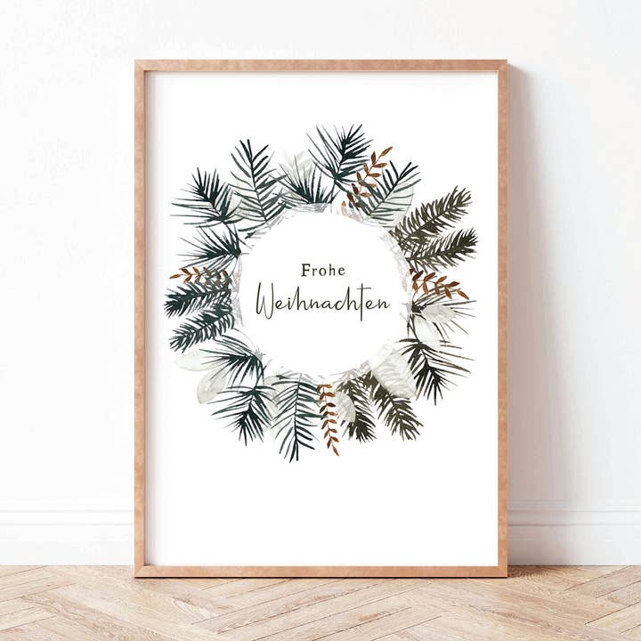 Kunstdruck Weihnachtskranz Aquarell Verschiedene Grossen A5 für den Großhandel von Paperlandscape