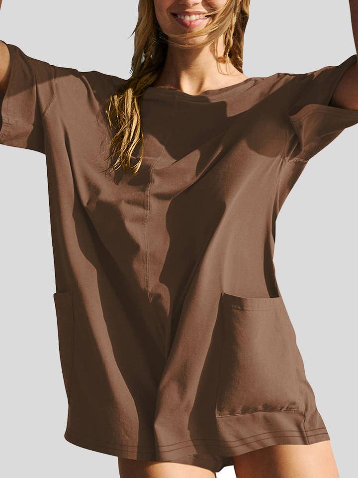 safistyle - Wholesale Romper - Women's - Short Sleeve Backless V-Neck Loose Romper11