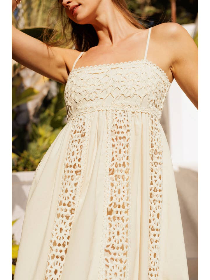 Burgundy LD1805 Crochet Accent Maxi Dress for wholesale on Faire2