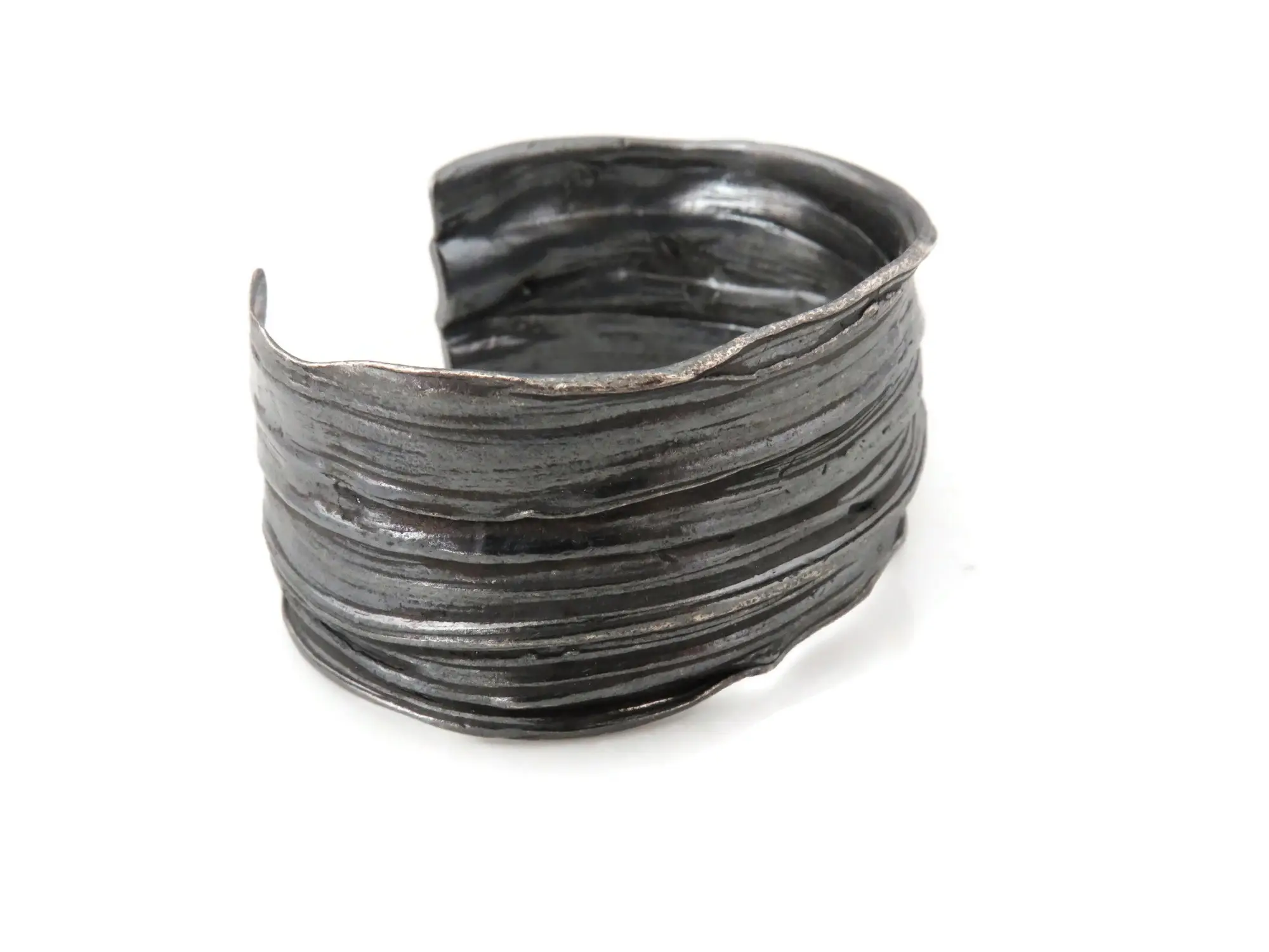 Kimya Joyas - Wholesale Cuff Bracelet - Wide Oxidized Silver Cuff Bracelet, Organic Black Jewelry5