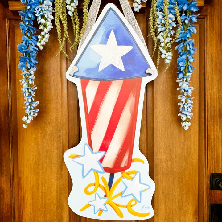 Large Rocket Firecracker Door Hanger for wholesale by Songbird Grove Collection