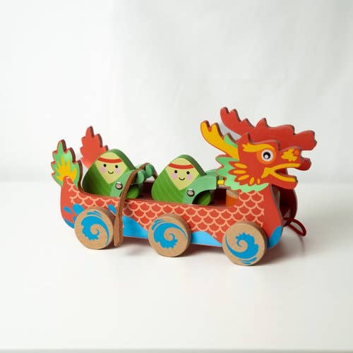 Bitty Bao - Wholesale Wood Toy - Kids - Bitty Bao Wooden Dragon Boat Pull Along Toy