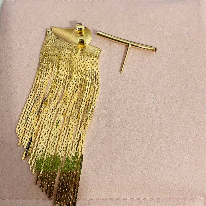 Housegoldjewelry - Wholesale Dangle Earrings - Gold Fringe Earrings, Hoop Fringe Earrings, Long Dangle Earr6