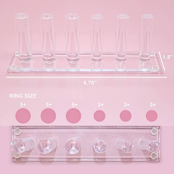 Natalia - Wholesale Jewelry Stand & Display - Acrylic Ring Holder Organizer for Jewelry - Clear 6 Rod-PC