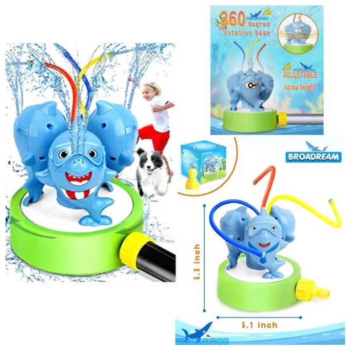 St. Louis Wholesale LLC - Wholesale Beach/Pool Toy - Kids & Baby - Backyard Fun- Spinning Shark Surprise Sprinkler