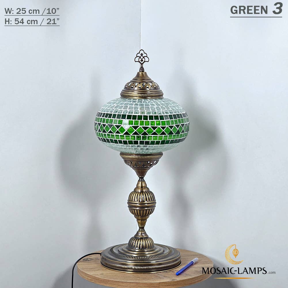 Mosaic Lamps - Wholesale Accent/Desk Lamp - 10+ Colors - Turkish Mosaic X Large Globe Table Lamp, Marrak29