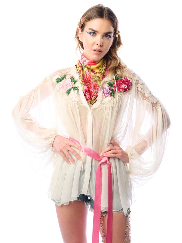 ivory Amora Chiffon Hand - Embellished Blouse / Top for wholesale on Faire8