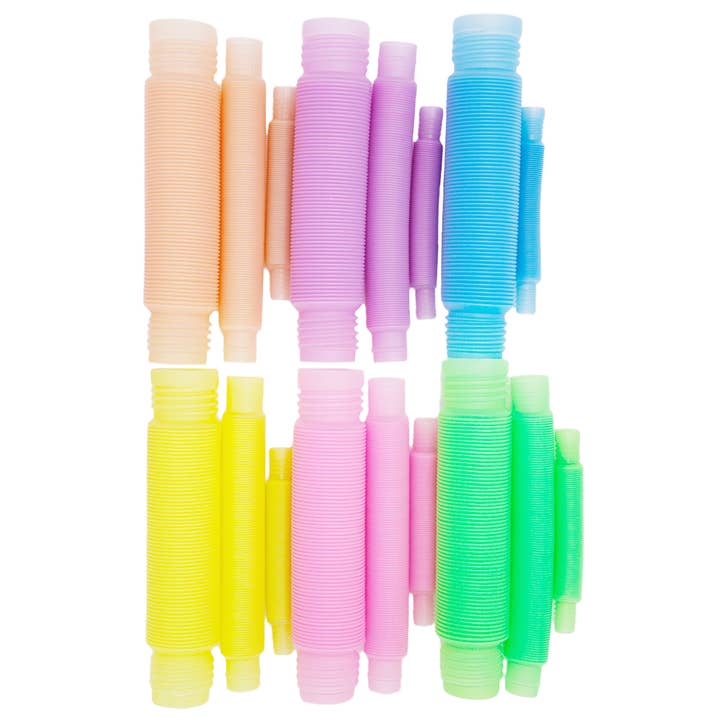 Cap Zone - Wholesale Fidget Toy - Kids - Glow In Dark 3 PC Neon Pop Snap Stretch Accordion Tube