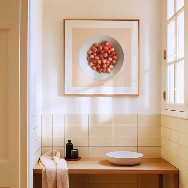 Cherries In Beige Print for wholesale by POSTIE