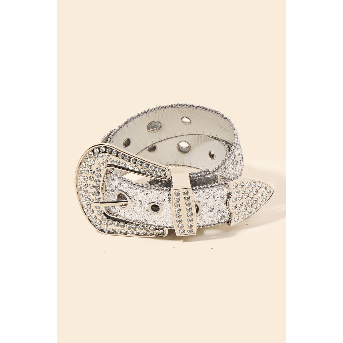 Anarchy Street - Vente Ceinture – femme - Ceinture en cuir végétalien cloutée de strass avec œillets à paillettes6