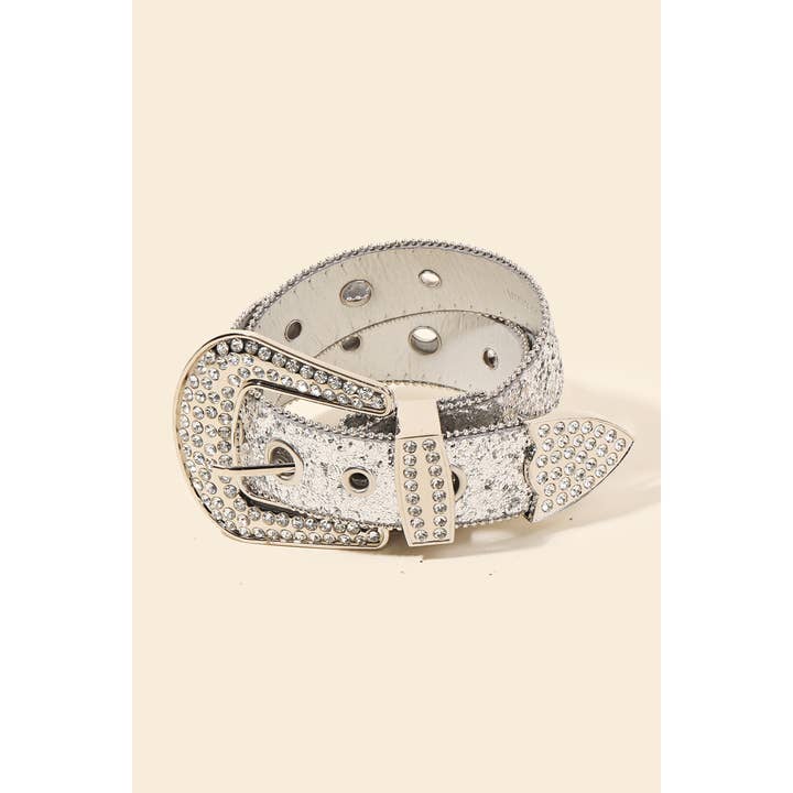 Anarchy Street - Vente Ceinture – femme - Ceinture en cuir végétalien cloutée de strass avec œillets à paillettes6