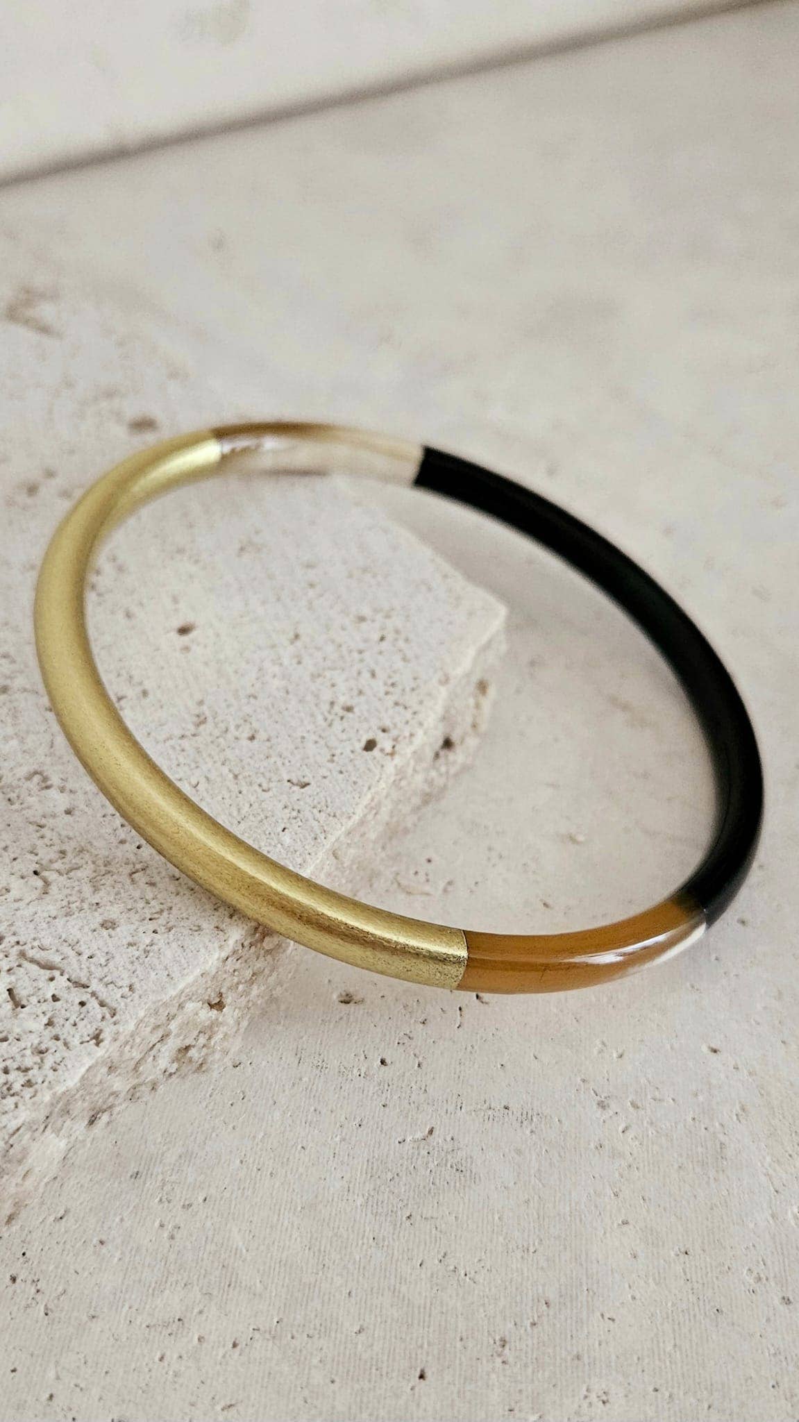 Le Coin Sauvage - Vente Bracelet jonc - Bracelet Jonc Corne - 5 mm - Black & Gold2