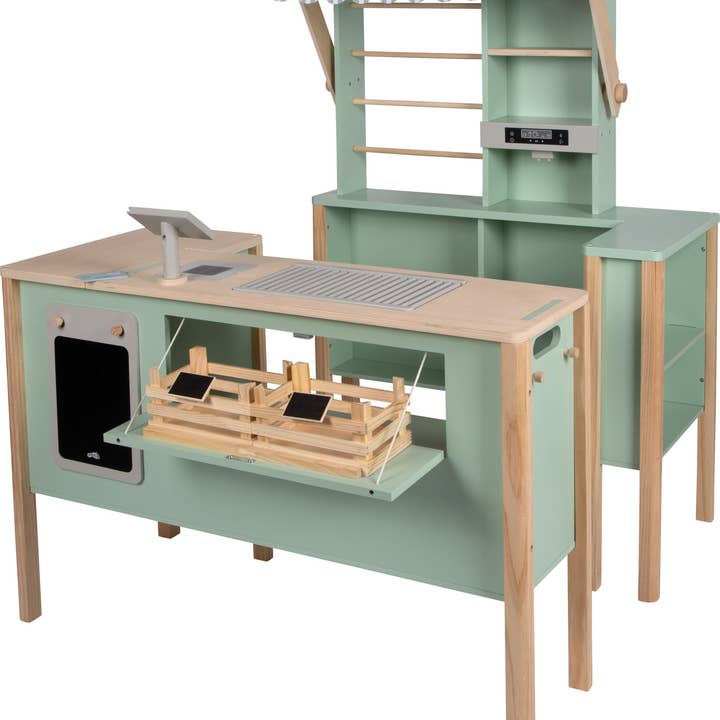 small foot - Wholesale Wood Toy - Kids - Play store and children's kitchen sage green "fresh" | Kitchen | Wood4