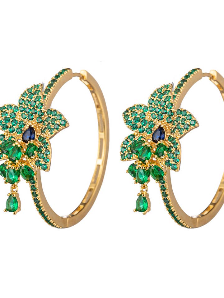 Green Rose Loop Earrings for wholesale by Eye Candy Los Angeles