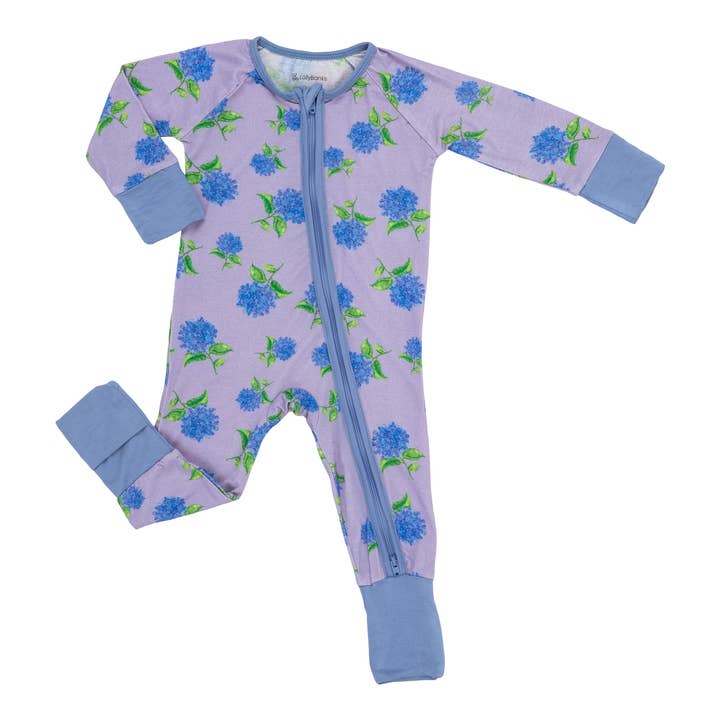 LollyBanks - Wholesale Sleepsuit - Baby - You Had Me At Hydrangea Baby Bamboo Pajamas, 2 Way Zipper
