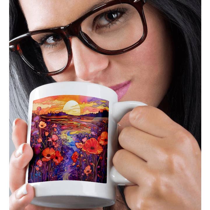 3dRose - Wholesale Coffee Mug - 3dRose, Bright Image of Liquid Flower and River Scene Background, Mug9