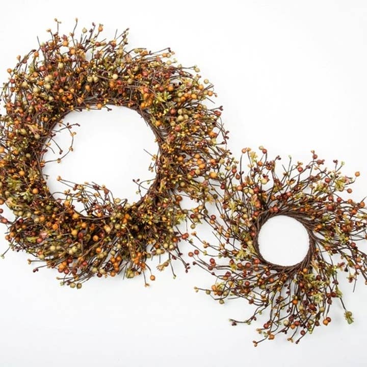 Berry Wreath Set - Lush Greenery with Warm Brown Accents for wholesale by KMI International Corp.
