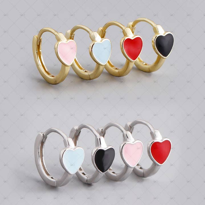 S925 Silver Love Shape flerfärgade oljedropp runda örhängen för wholesale av Gioiellin - S925 Silver Jewelry